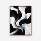 Monochrome Swirl Canvas Art - Vertical – Oak Floating Frame on white background