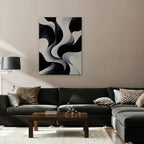 Monochrome Swirl Canvas Art - Vertical – Stretched Canvas Only in room setting