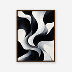 Monochrome Swirl Canvas Art - Vertical – Walnut Floating Frame on white background
