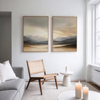 Whispering Peaks Diptych – Set of 2 Canvas Prints set of 2 – earthy brown landscape canvas wall art by Aspire Prints