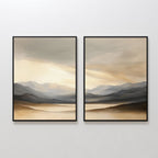 Whispering Peaks Diptych – Set of 2 Canvas Prints set of 2 – earthy brown landscape canvas wall art by Aspire Prints