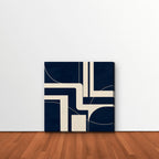 Navy and Cream Lines Canvas Art - Square – Stretched Canvas Only in room setting