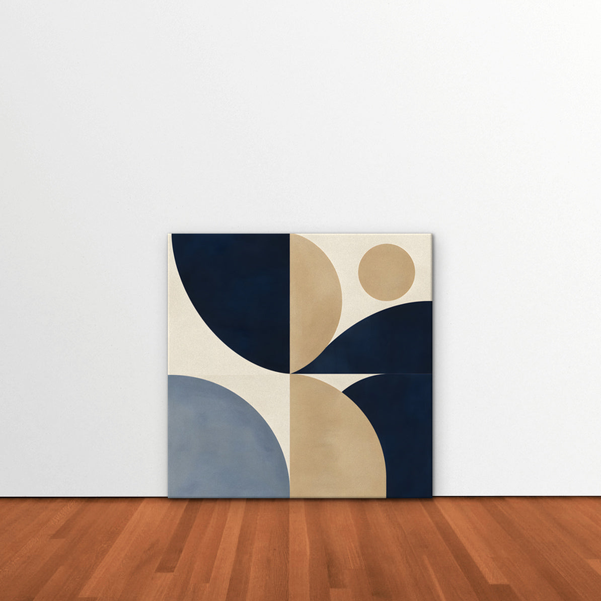 Navy and Tan Geometry Canvas Art - Square – Stretched Canvas Only in room setting