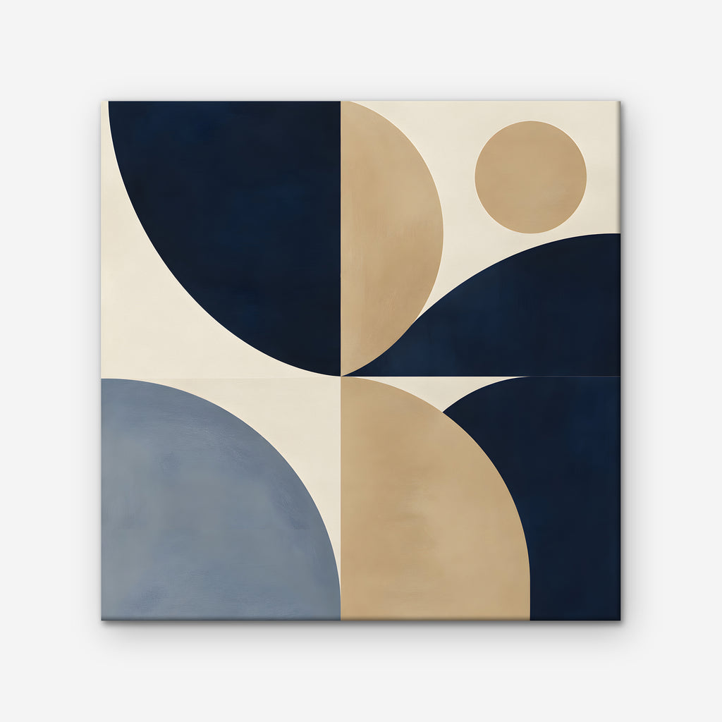 Navy and Tan Geometry Canvas Art - Square – Stretched Canvas Only on white background