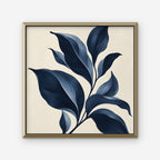 Navy Botanical Canvas Art - Square – Gold Floating Frame on white background
