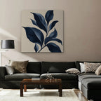 Navy Botanical Canvas Art - Square – Stretched Canvas Only in room setting