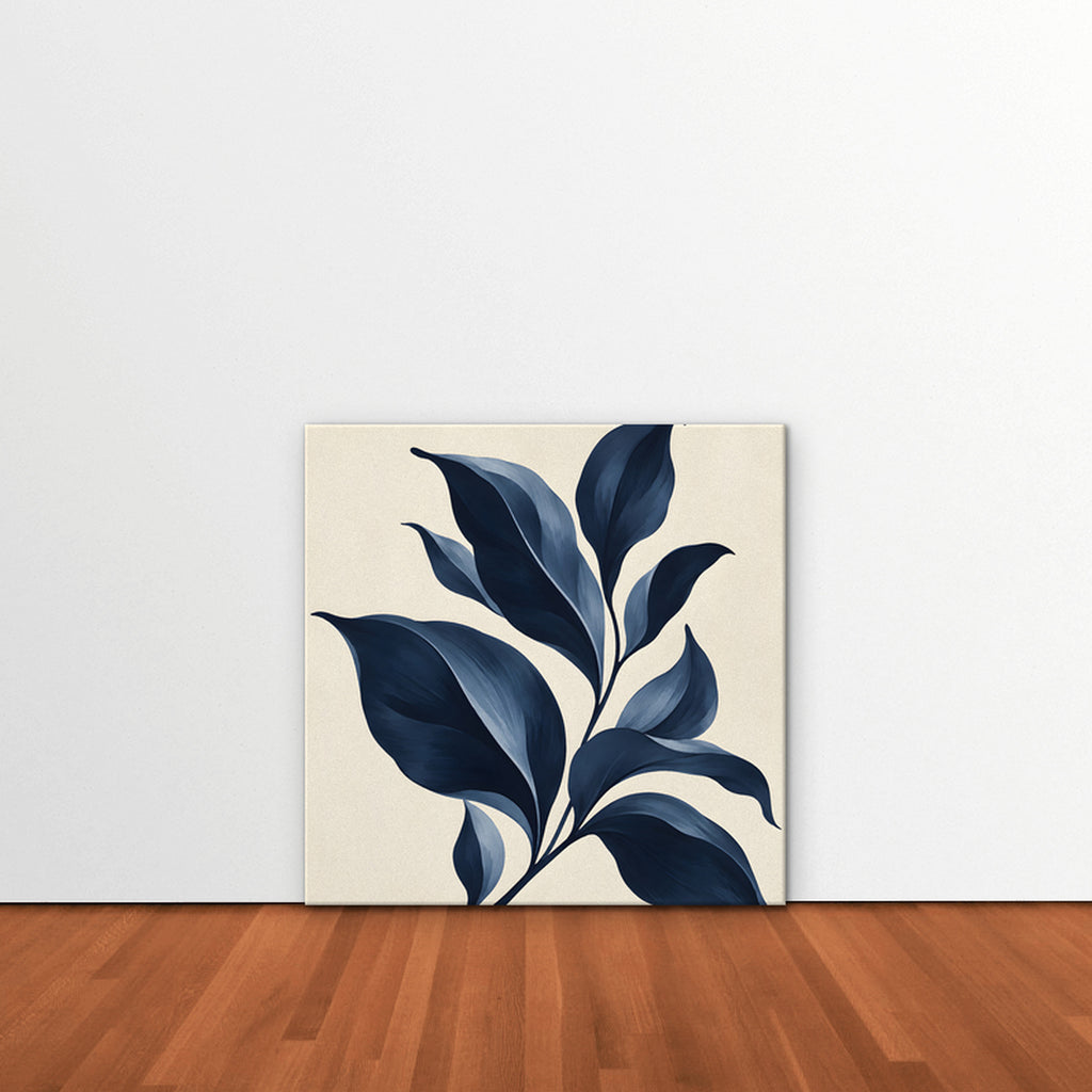 Navy Botanical Canvas Art - Square – Stretched Canvas Only in room setting