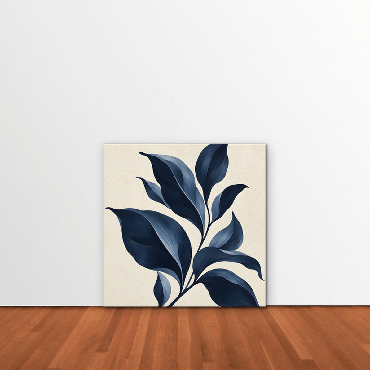 Navy Botanical Canvas Art - Square – Stretched Canvas Only in room setting
