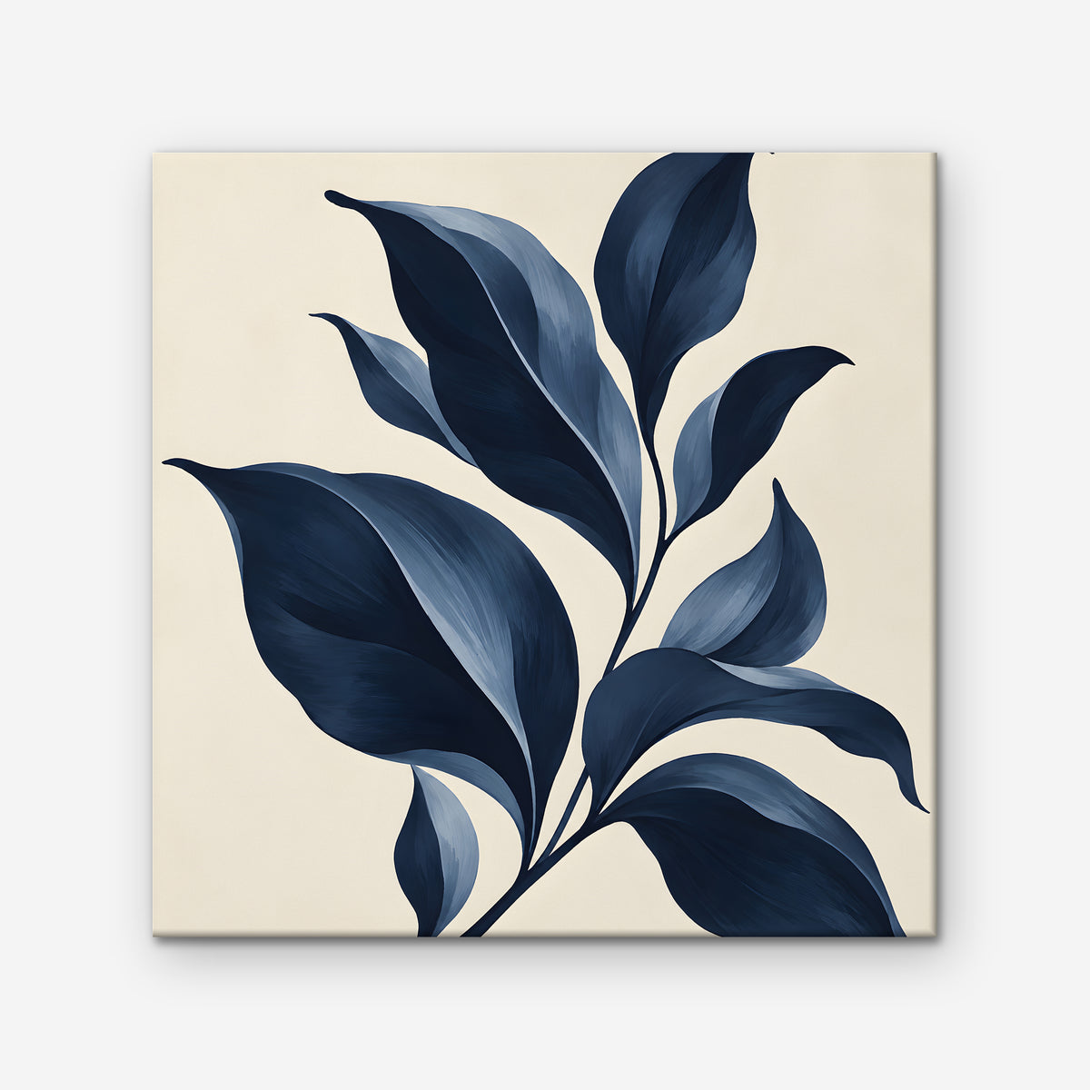 Navy Botanical Canvas Art - Square – Stretched Canvas Only on white background