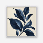 Navy Botanical Canvas Art - Square – White Floating Frame on white background