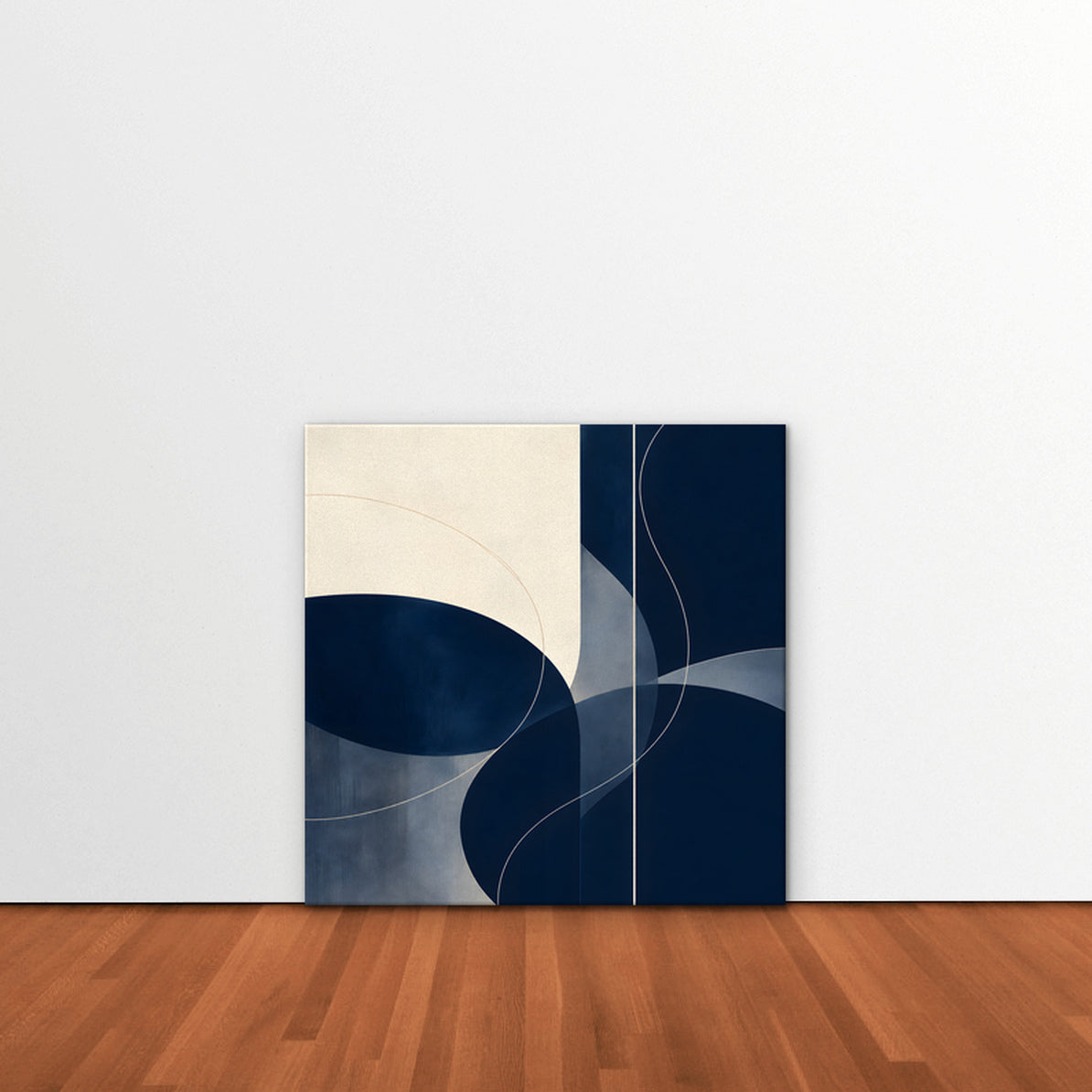 Navy Circles Canvas Art - Square – Stretched Canvas Only in room setting