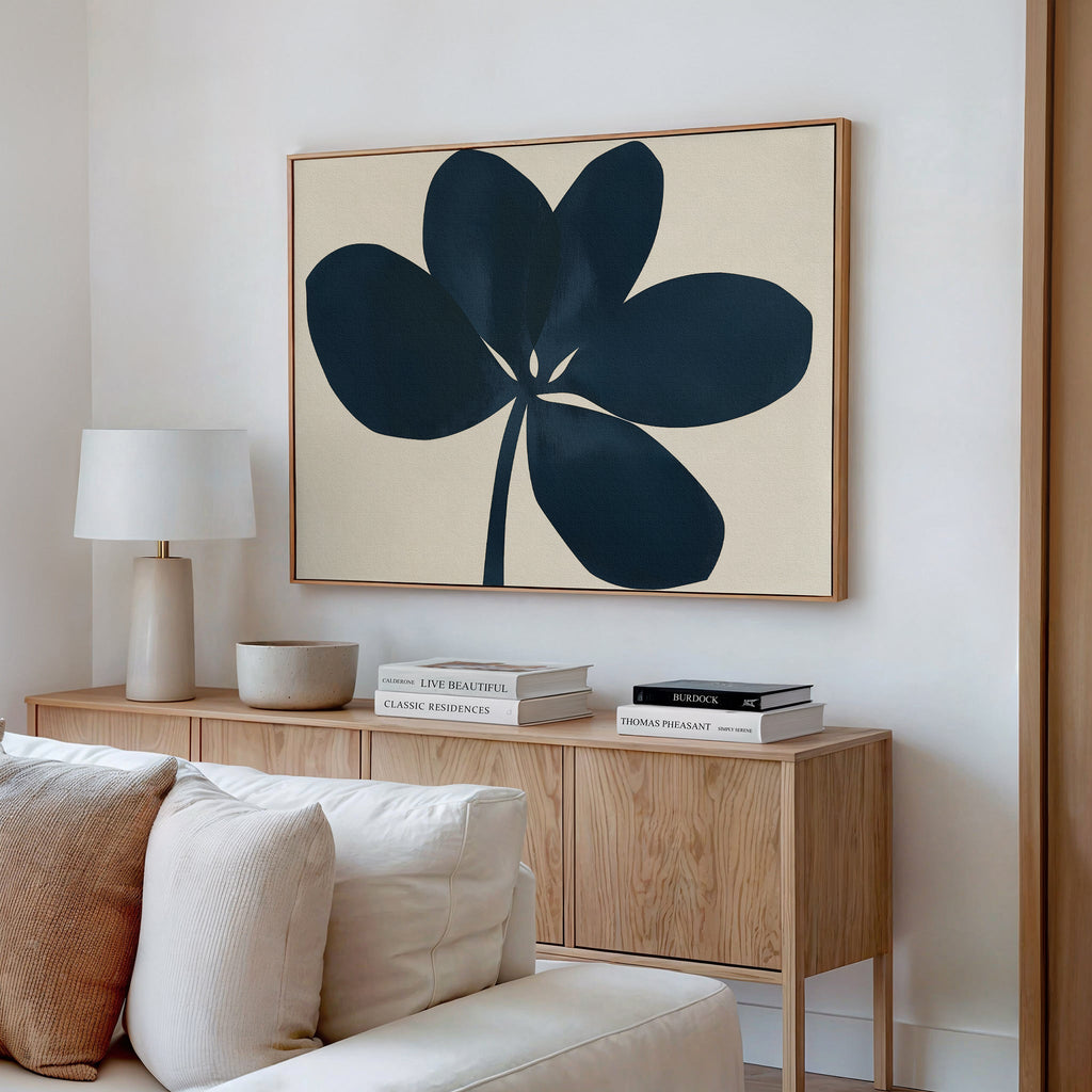 Ink & Ivory Botanical Hush – blue botanical canvas wall art print by Aspire Prints