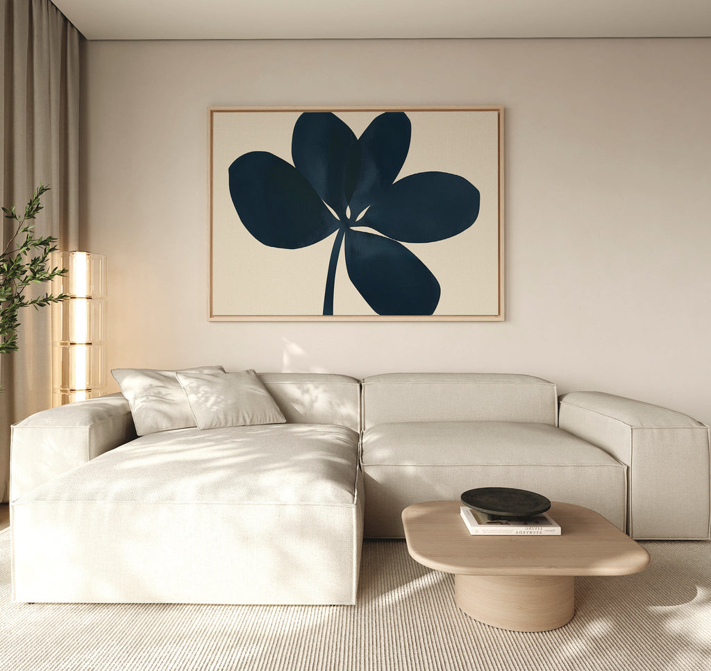 Ink & Ivory Botanical Hush – blue botanical canvas wall art print by Aspire Prints