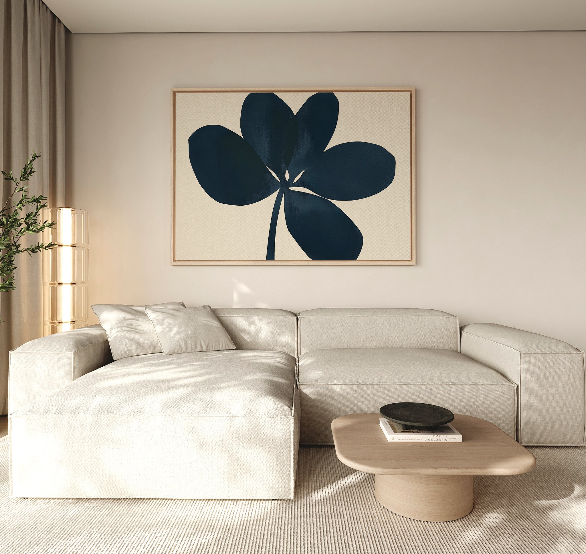 Ink & Ivory Botanical Hush – blue botanical canvas wall art print by Aspire Prints