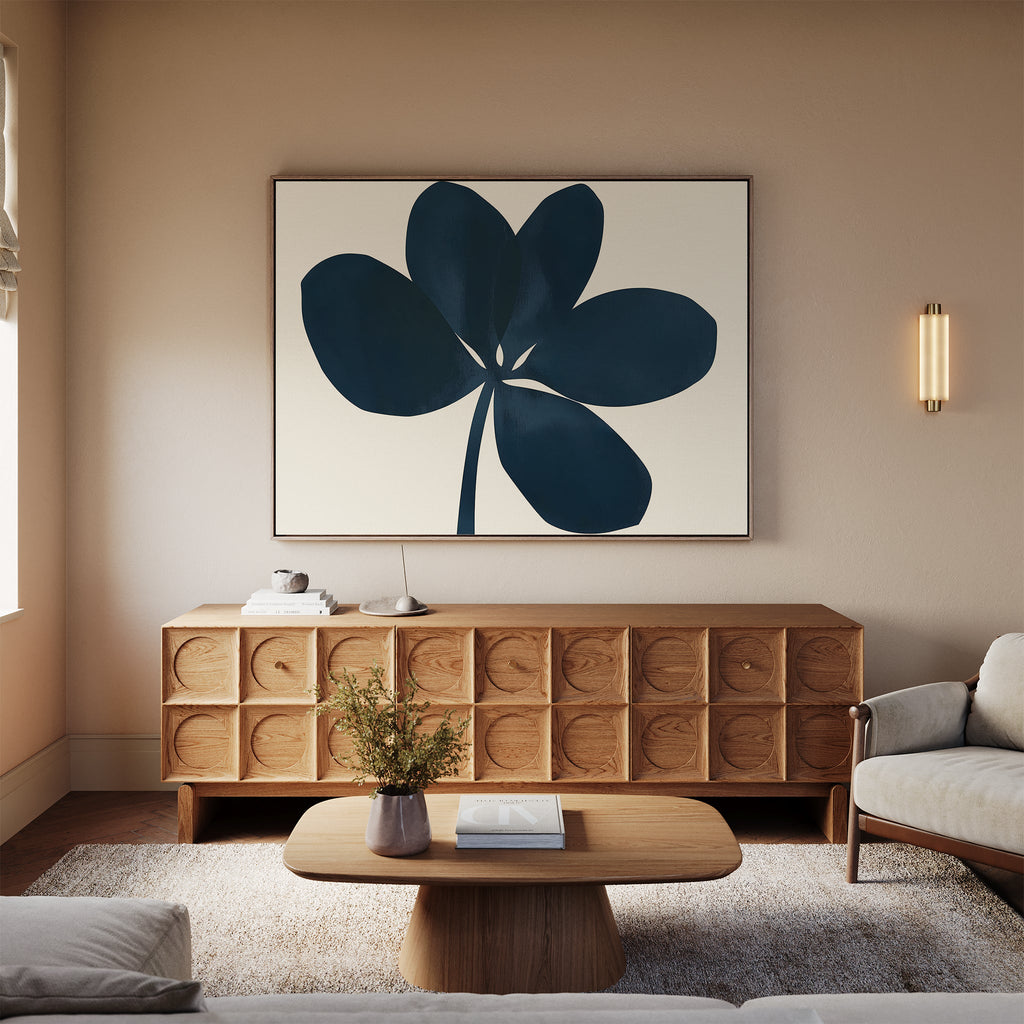 Ink & Ivory Botanical Hush – blue botanical canvas wall art print by Aspire Prints