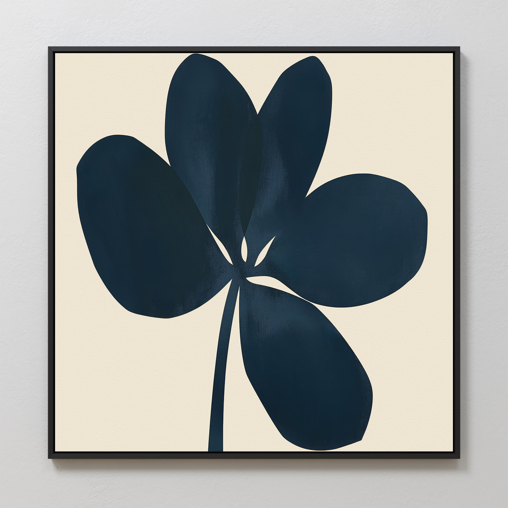 Midnight Trefoil – blue botanical canvas wall art print by Aspire Prints