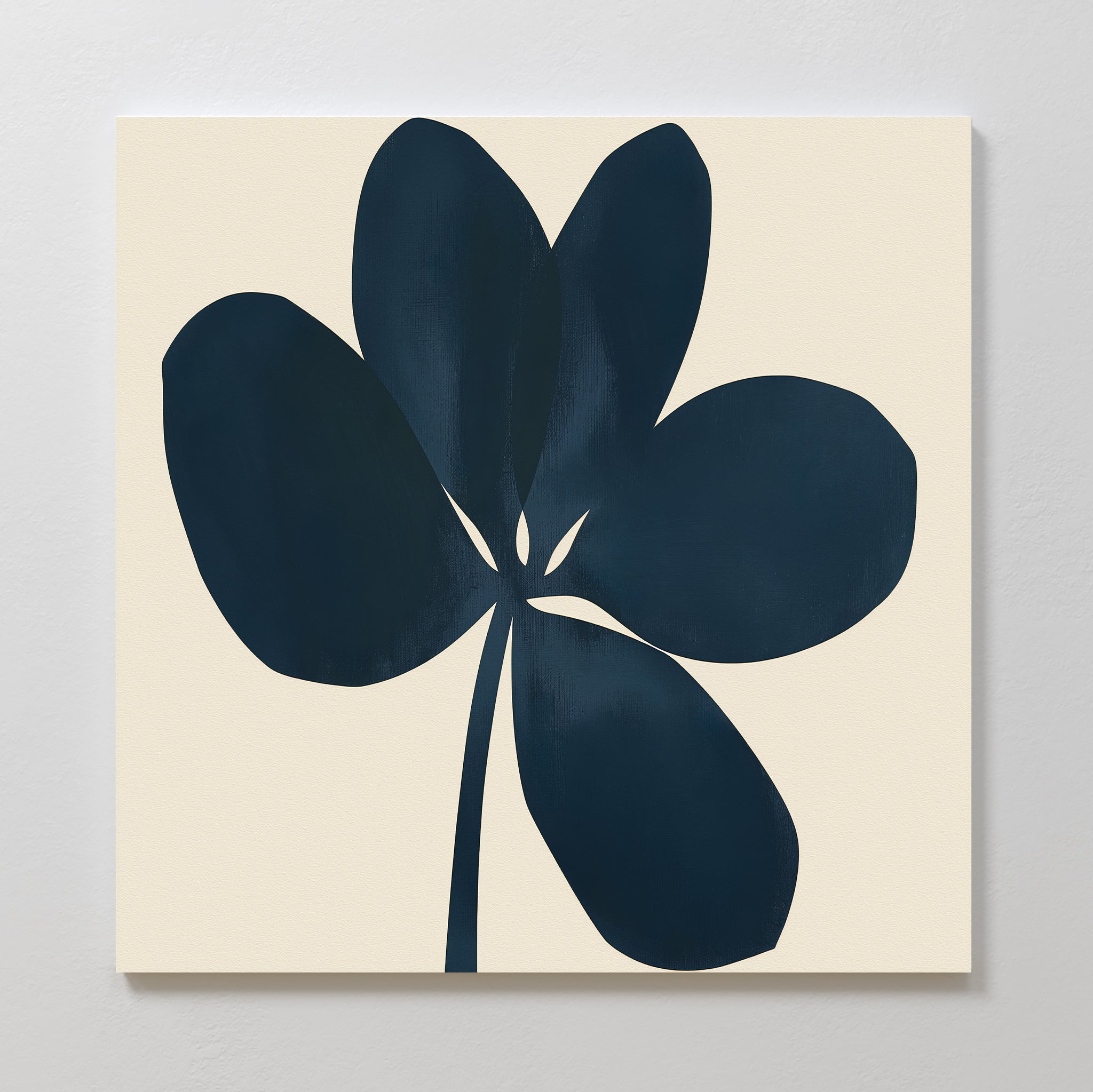 Midnight Trefoil – blue botanical canvas wall art print by Aspire Prints
