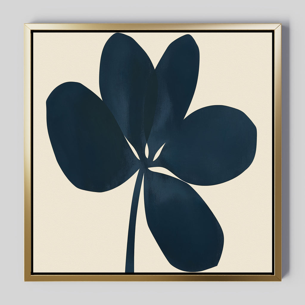 Midnight Trefoil – blue botanical canvas wall art print by Aspire Prints