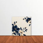 Navy Cream Blossoms Canvas Art - Square – Stretched Canvas Only in room setting