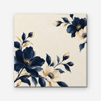 Navy Cream Blossoms Canvas Art - Square – Stretched Canvas Only on white background