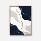 Navy Flow Canvas Art - Vertical – Oak Floating Frame on white background