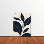 Navy Leaf Stems Canvas Art - Vertical – Stretched Canvas Only in room setting