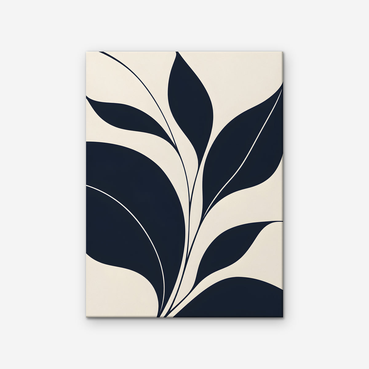 Navy Leaf Stems Canvas Art - Vertical – Stretched Canvas Only on white background