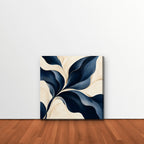 Navy Leaf Sweep Canvas Art - Square – Stretched Canvas Only in room setting
