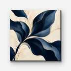Navy Leaf Sweep Canvas Art - Square – Stretched Canvas Only on white background