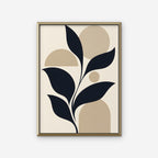Navy Leaves and Arches Canvas Art - Vertical – Gold Floating Frame on white background