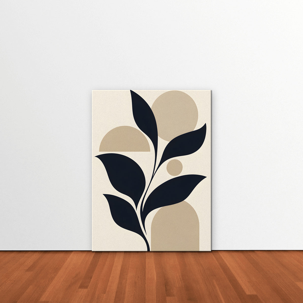 Navy Leaves and Arches Canvas Art - Vertical – Stretched Canvas Only in room setting