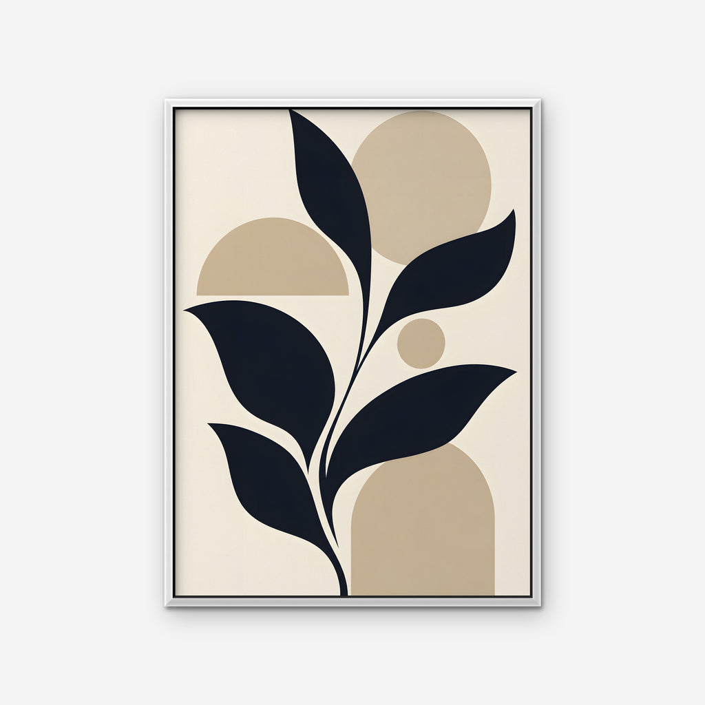 Navy Leaves and Arches Canvas Art - Vertical – White Floating Frame on white background