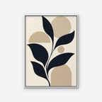 Navy Leaves and Arches Canvas Art - Vertical – White Floating Frame on white background