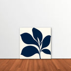 Navy Mid-Century Leaf Canvas Art - Square – Stretched Canvas Only in room setting