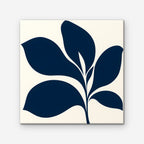 Navy Mid-Century Leaf Canvas Art - Square – Stretched Canvas Only on white background