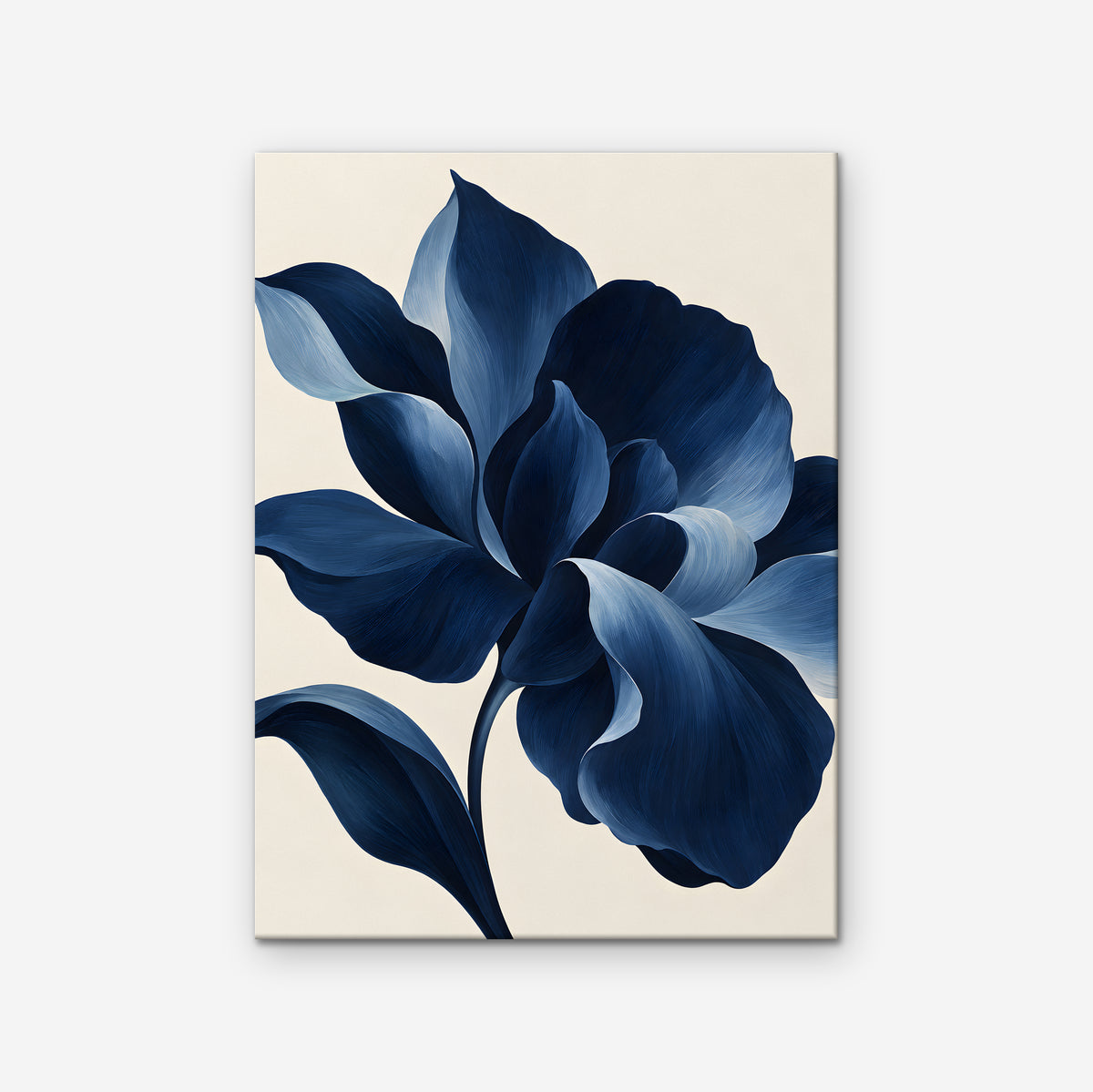 Navy Peony Canvas Art - Vertical – Stretched Canvas Only on white background