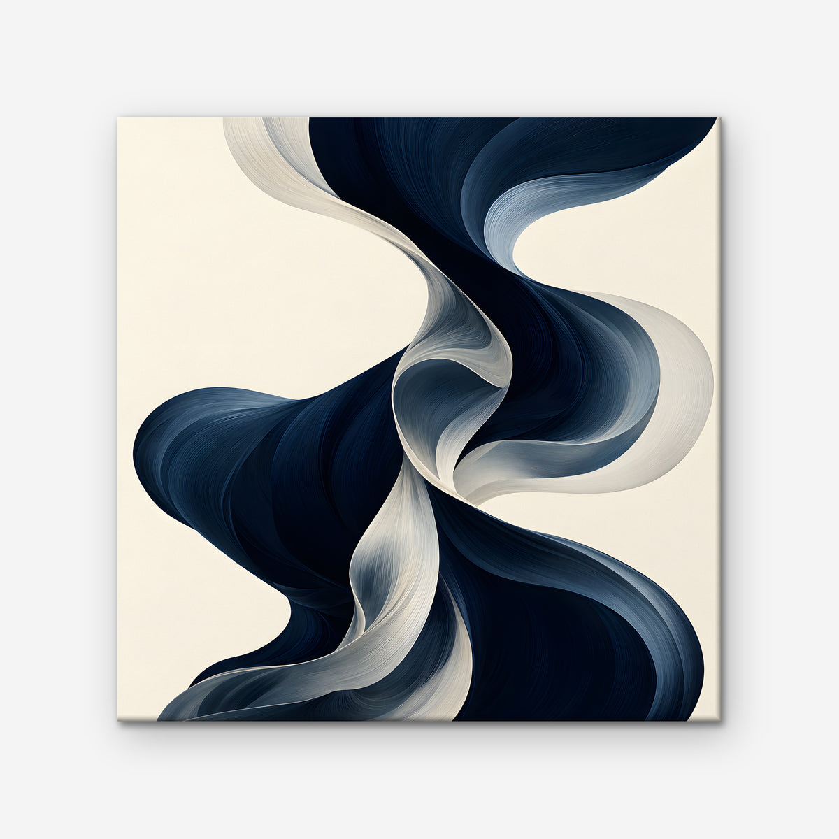 Navy Ribbon Waves Canvas Art - Square – Stretched Canvas Only on white background