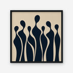 Navy Silhouettes Canvas Art - Square – Black Floating Frame on white background