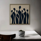 Navy Silhouettes Canvas Art - Square – Gold Floating Frame in room setting