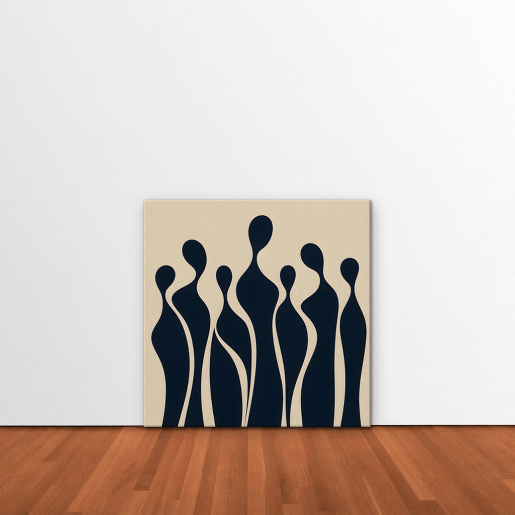 Navy Silhouettes Canvas Art - Square – Stretched Canvas Only in room setting