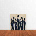 Navy Silhouettes Canvas Art - Square – Stretched Canvas Only in room setting