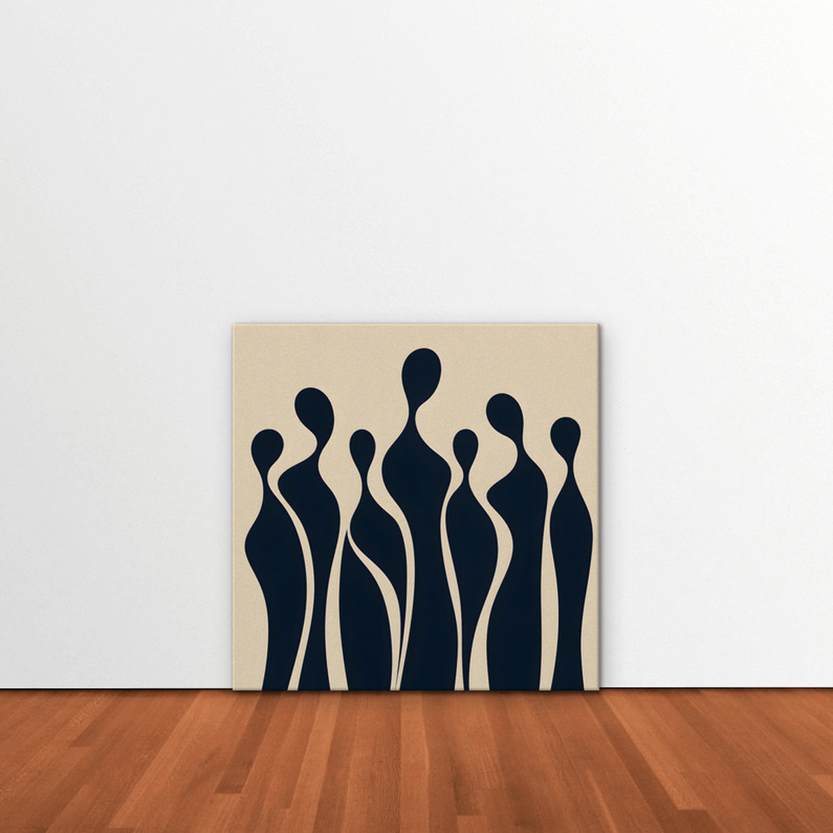 Navy Silhouettes Canvas Art - Square – Stretched Canvas Only in room setting