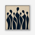 Navy Silhouettes Canvas Art - Square – White Floating Frame on white background
