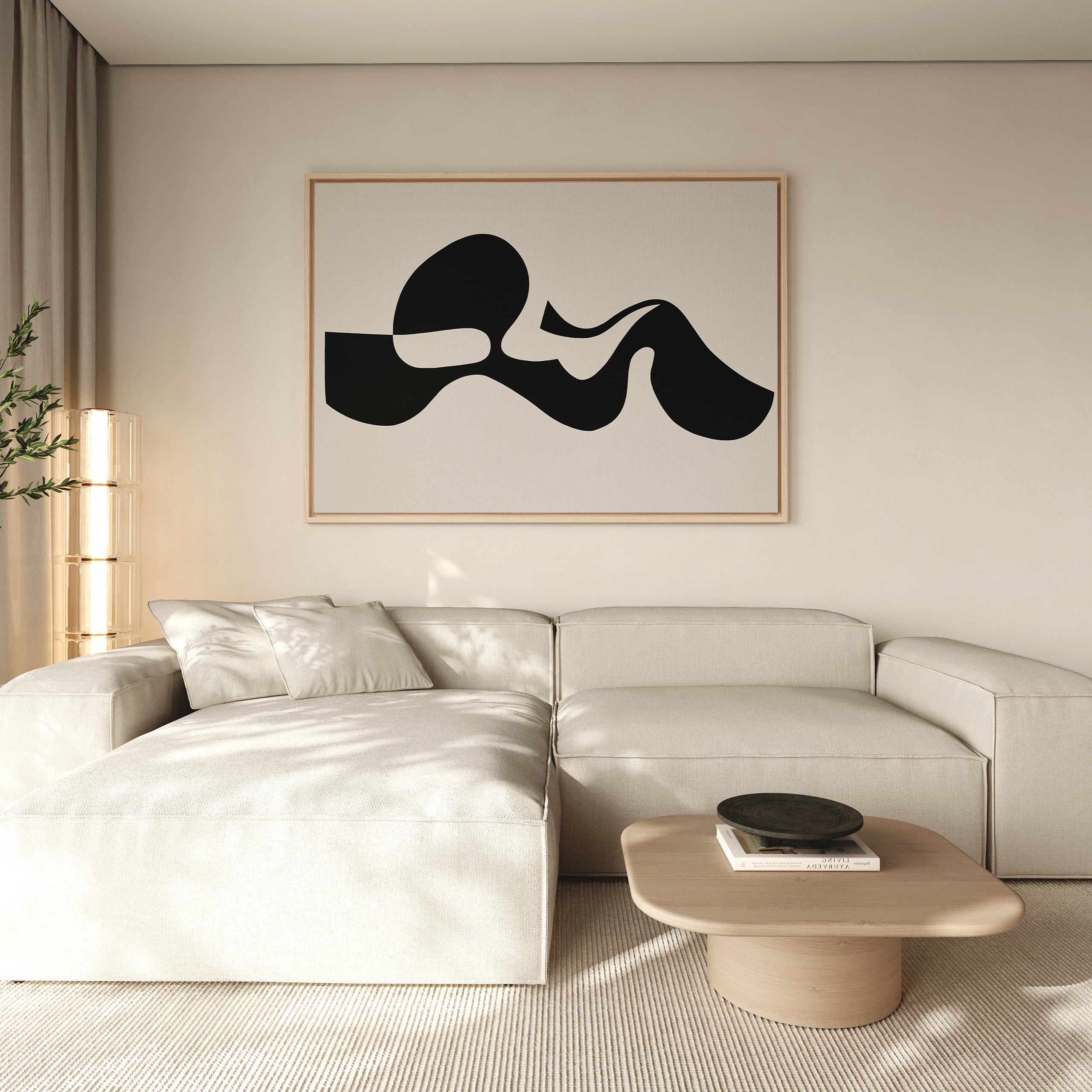 Whispered Calligraphy – black and white abstract canvas wall art print by Aspire Prints
