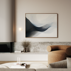 Whispering Tides – black and white abstract canvas wall art print by Aspire Prints