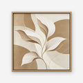 Neutral Leaves Canvas Art - Square – Oak Floating Frame on white background