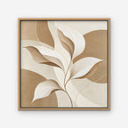 Neutral Leaves Canvas Art - Square – Oak Floating Frame on white background