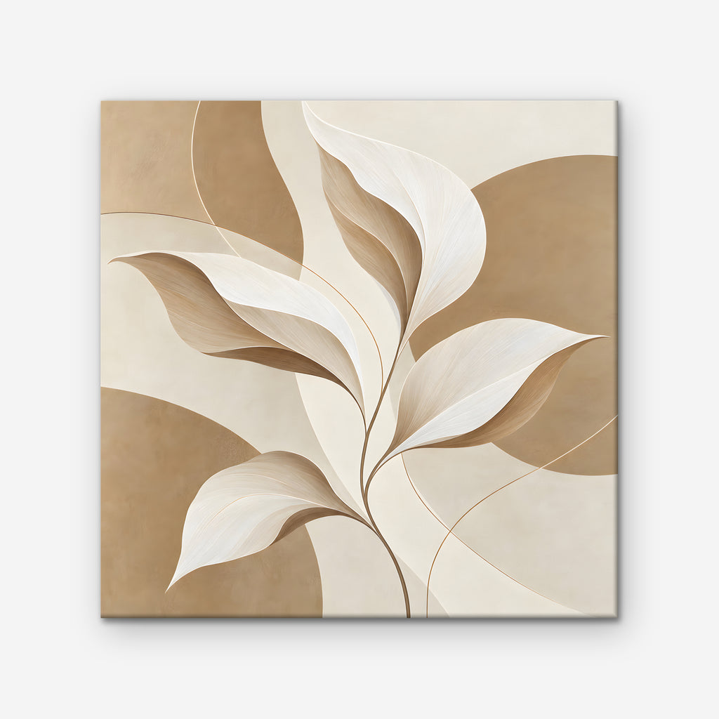 Neutral Leaves Canvas Art - Square – Stretched Canvas Only on white background