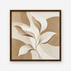 Neutral Leaves Canvas Art - Square – Walnut Floating Frame on white background