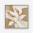 Neutral Leaves Canvas Art - Square – White Floating Frame on white background